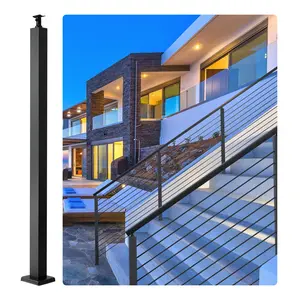 VEVOR Cable Support Post,  36" Height, 2" Width, Steel Construction, No Pre-drilled Holes, Made of Durable SUS304 Stainless Steel, Includes Horizontal and Curved Brackets for Deck and Stair Handrail