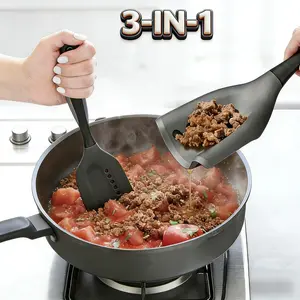 3 in1 Ground Meat Chopper for Nonstick Cookware Heat Resistant Kitchen Meat Masher，BPA-Free / Dishwasher Safe，One-Piece Design for Draining Fat,Scraping, chop and Mixing Ideal for Everyday Cooking，Valentine’s Day gift