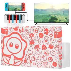 Lumindock Switch Docking Station with Joypads Charger, Replacement for Switch Dock Support 4K/1080P HDMI, Multifunctional Charging Station Dock for Switch, 7 LED Colors/USB 3.0 Ports, White