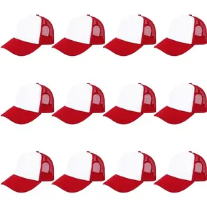12 Pcs Sublimation Trucker Hats Blank Mesh Baseball Cap Polyester Bulk Mesh Trucker Hat for Men and Women