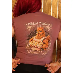 “Wicked Chickens Lay Deviled Eggs” Tee (Plum | Comfort Colors)