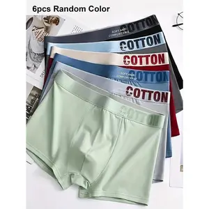 6pcs Random Men's Cotton Boxer Briefs, Breathable and Comfortable, Suitable for Active Teenagers and Adults