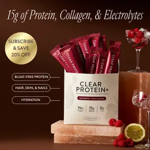 Arrae Clear Protein+ |  15g Grass Fed Whey, Collagen, & Electrolytes Protein | Rasberry Yuzu Flavor| 20 Stick Packs Edible Dietary Supplement Healthcare Fitness Muscle Optimum Fiber