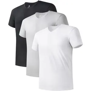 DAVID ARCHY Men's Bamboo Rayon Spandex Undershirts - Soft, Moisture-Wicking, Breathable, Stretch Plain V-Neck Short-Sleeve Casual T-Shirts for Day Wear, Sweat-Resistant 3-Pack Gift Set for Boyfriend,summervibes