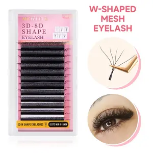 Mewlite 12 Rows D Curling Lashes, Mix8-15mm Soft Volume Matte, Cashmere 3-8D W-Shape, Individual Eyelash Extensions