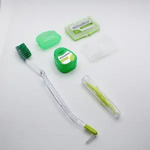 Toothbrush Oral Care   Orthodontic Kit Clear - Protector Cap, Floss 12m, 5 Bars of Wax, 13 Floss Threaders, 3 Interdental Brushes with Case Green - Bristle USA Made - Storage