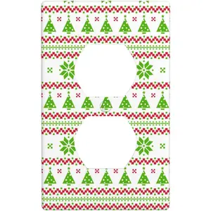 Decorative Christmas Woodland 1-Gang Duplex Wall Plate, Deer Pine Tree Winter Outlet Cover Plate 4.5"x 2.76" for Bedroom Bathroom Living Room