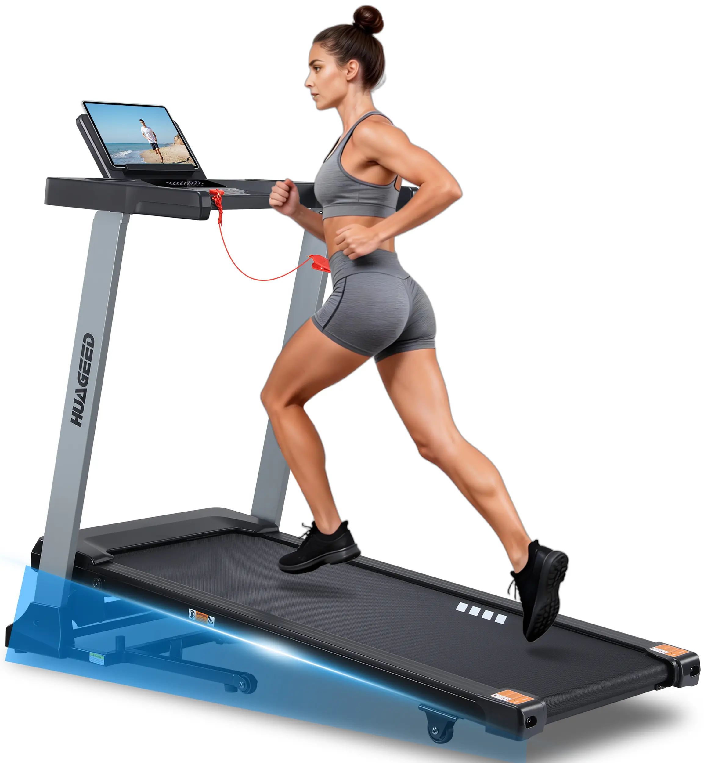 HUAGEED Treadmill with Auto Incline, 15% Incline Treadmills for Home, 3.0HP, 300 lbs Capacity, Wide Belt, Compact Design, 40 Programs Running Machine