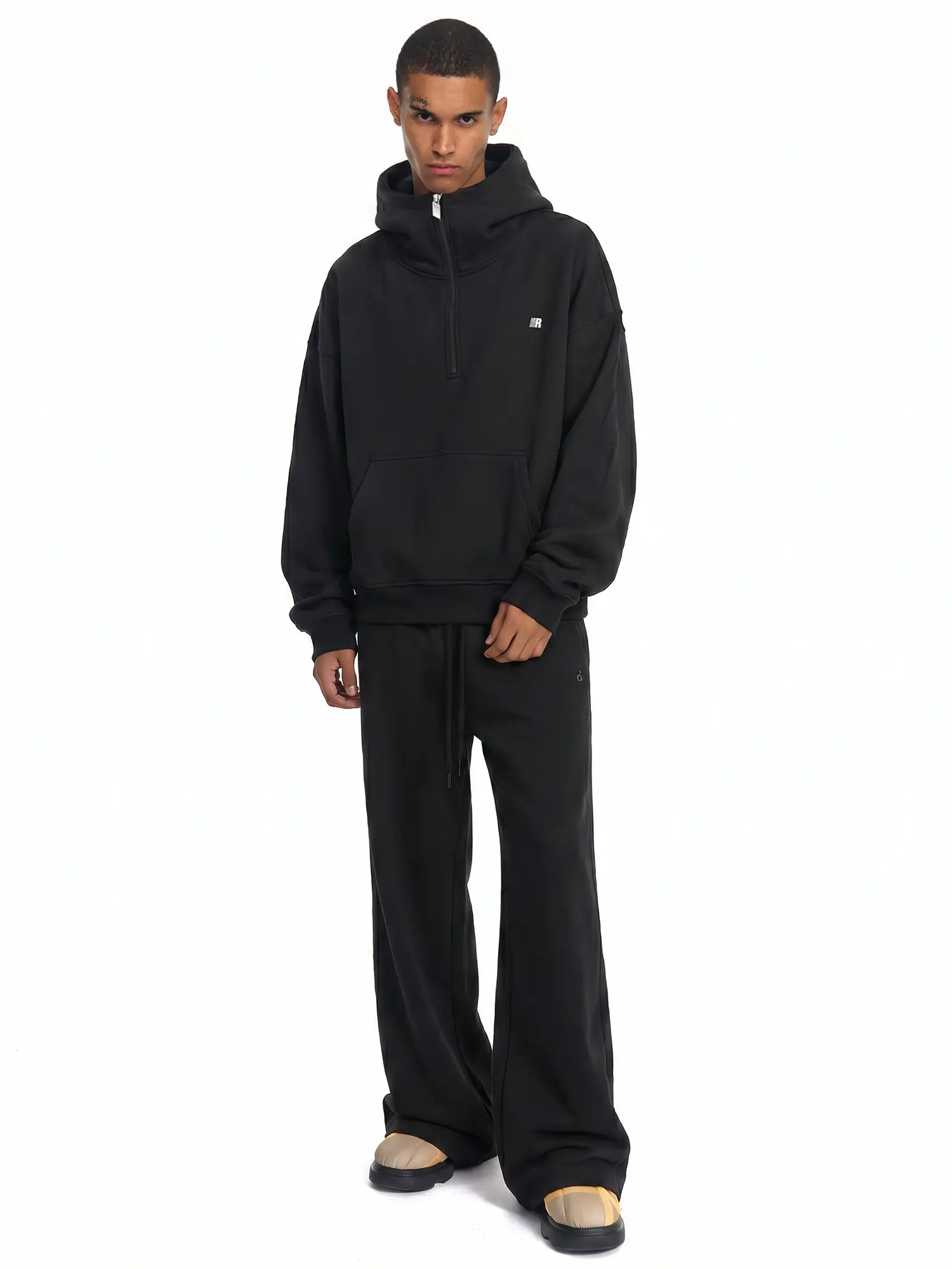 FDR Women’s Half Zip Hoodie with Big Hood, Oversized Relaxed Fit Sweatshirt, High Neck Design with Adjustable Drawstring Hem, Embroidered Letter Detail, Casual Y2K Streetwear for Daily Wear