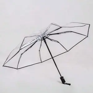 Portable Automatic Umbrella, 1 Count 8 Rib Folding Umbrella, Waterproof Durable Umbrella for All Weather Use, Clear Umbrella for Outdoor Activities
