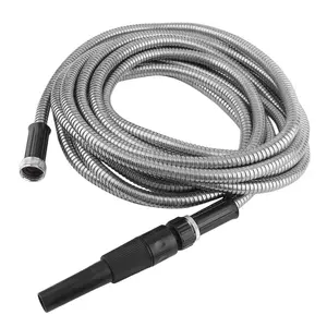 findmall Stainless Steel Garden Water Hose Pipe - 25/50/75/100FT High Pressure, Leak Proof, Lightweight Flexible Metal Hose with Adjustable Jet Nozzle for Outdoor Use,summervibes Heavy Duty Hose