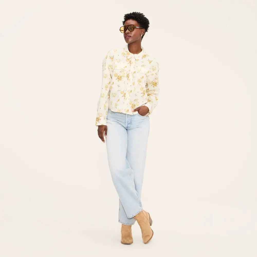 Women's Floral Button-Down Long Sleeve Collared Utility Shirt - Woolrich Women's Floral Button-Down Long Sleeve Collared Utility Shirt - Woolrich