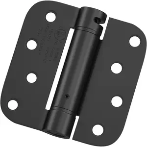 3 Pack 4 Inch Self Closing Door Hinges, Black Spring Hinge with 5/8" Radius Corner, Adjustable Tension for Residential & Heavy-Duty Door Hardware