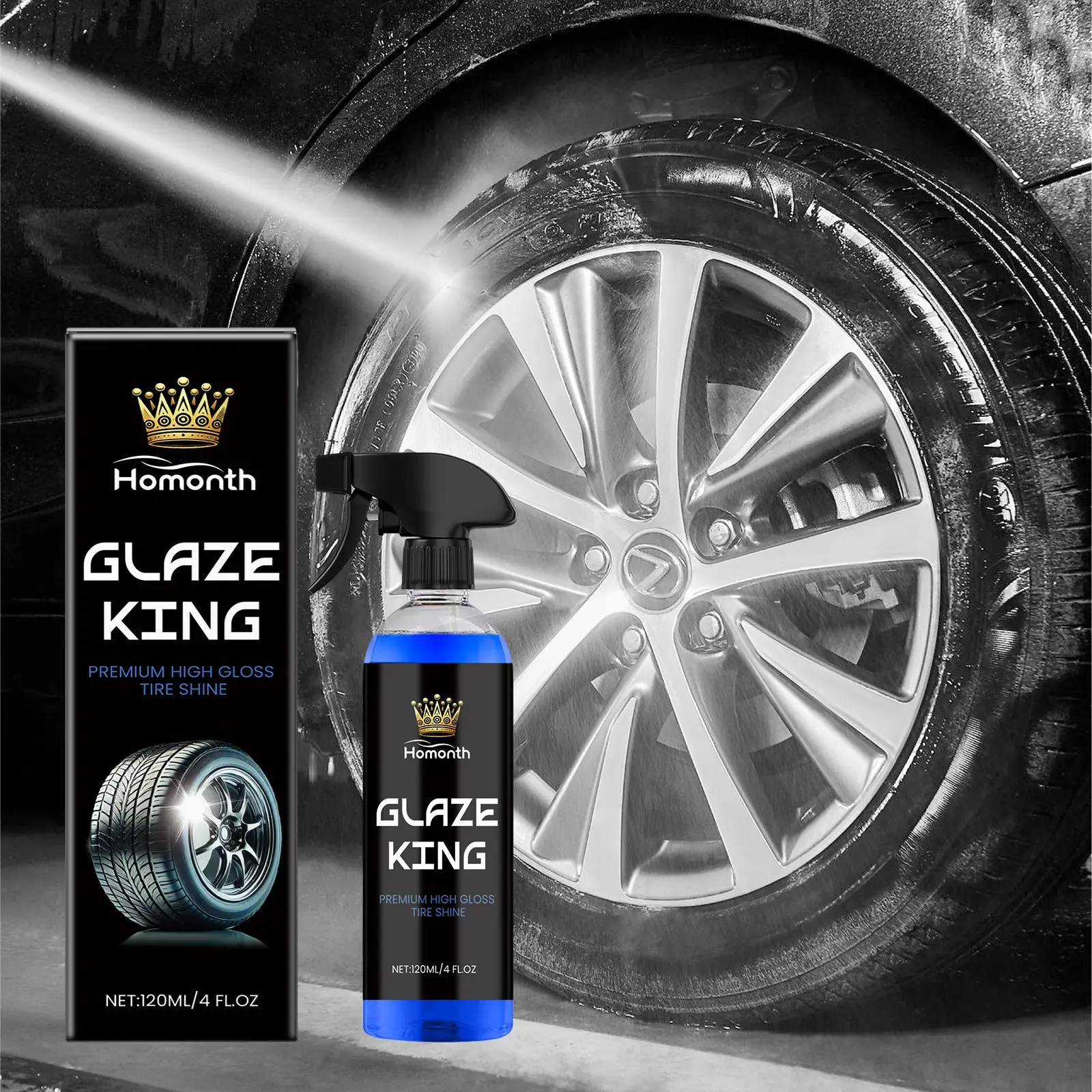 Car Tire Shine, High Gloss Tire Shine, Tire Coating, Solvent-based Tire and Trim Protective Plastic Rubber Wheel Repair Agent, Professional Car Care Product