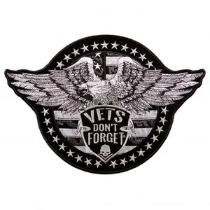 Vet’s Don’t Forget Eagle Embroidered Iron on Sew on Patch (12.0 x 8.0 Inch)