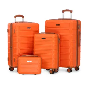 4 Piece Luggage Set, Expandable ABS Suitcase with TSA Lock, Double Spinner Wheels & Durable Shell, Ideal for Travel, Business Trips, and Back to School Use