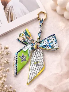 Aesthetic Silk Bow Keychain - Cute Bag Charm Purse Accessory
