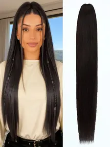 26 Inch Long Straight Ponytail Extension - Fluffy Claw Clip Synthetic Hairpiece for Women, Natural Look for Holiday Parties & Daily Wear, Synthetic Extensions