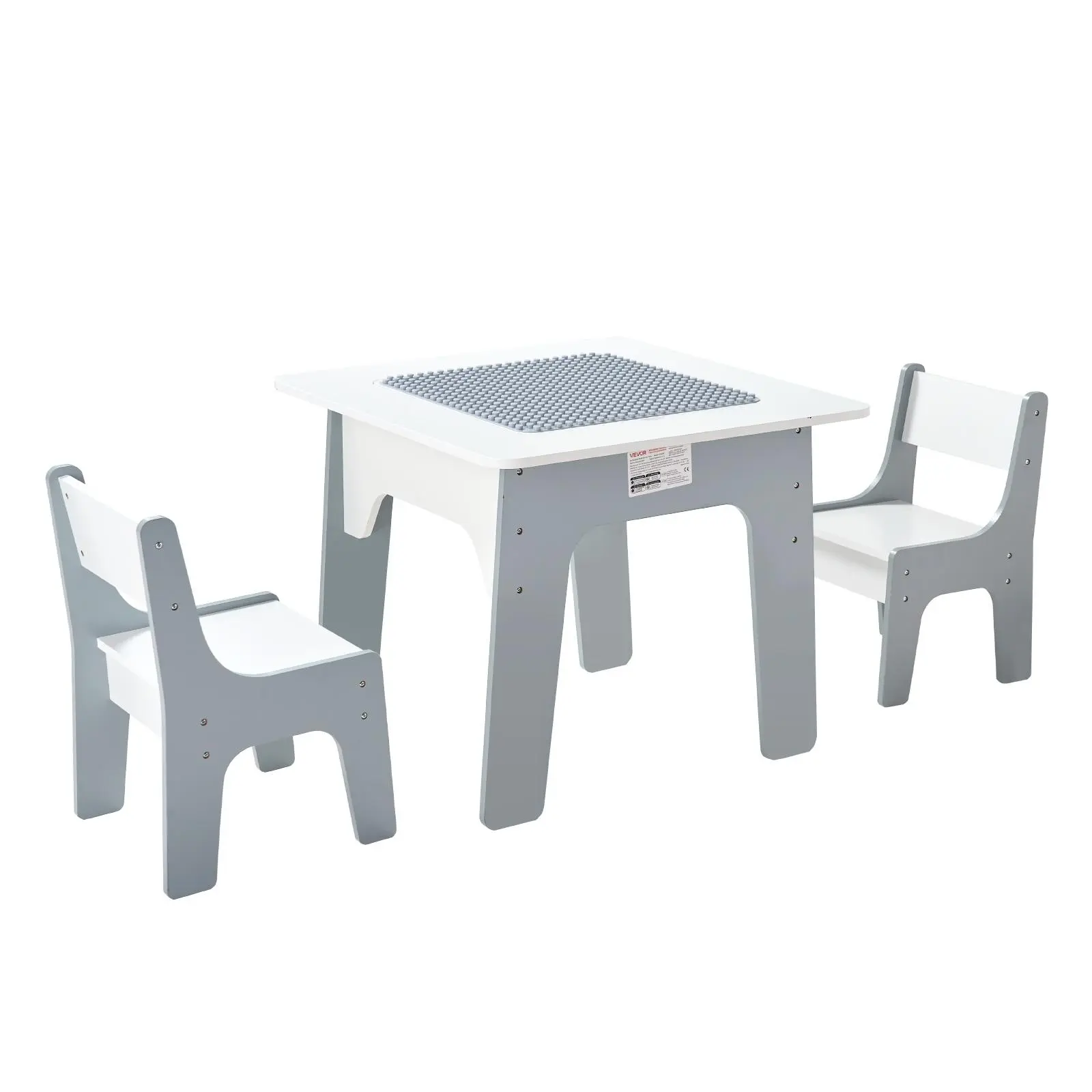 【Summerfinds】VEVOR 4 in 1 Kid Activity Table and 2 Chairs Set,  , Graffiti & Building Blocks Double-Sided Tabletop, Toddler Play Table with Storage for Kids 3+ Years, Large Storage Space, Gift for Boys & Girls, White