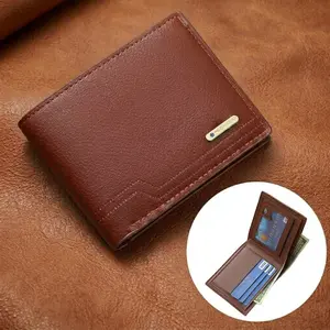 Men's Short Wallet – Stylish & Casual Soft Leather with Litchi Grain; Features Multiple Card Slots, High Capacity, and Trendy Print.