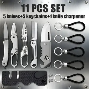 11-Pack Unisex Portable Mini Tools, Minimalist Keychain Design with Built-in Bottle Opener, Lightweight and Easy to Carry. Perfect for Cutting Fruit, Opening Packages, Daily Home Use, and Meeting Various Everyday Needs Such as DIY Crafts.
