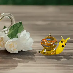 Amber Snail Figurine, Mini Glass Murano Quality Lampworking Glass Figurine, Hand Made In Ukraine, A Great Addition To Your Collection