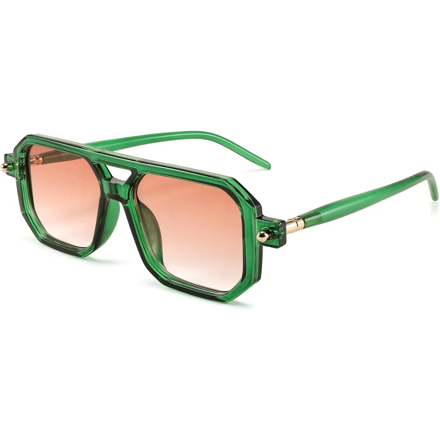 Retro Square Aviator Sunglasses for Women - Trendy Casual Aviator, UV400 UV Blocking, 70s Vintage Gradient Lens, Statement Frame Glasses, Stylish Fashion Accessories, Uv Blocking Sunglasses, Retro Aviator Sunglasses