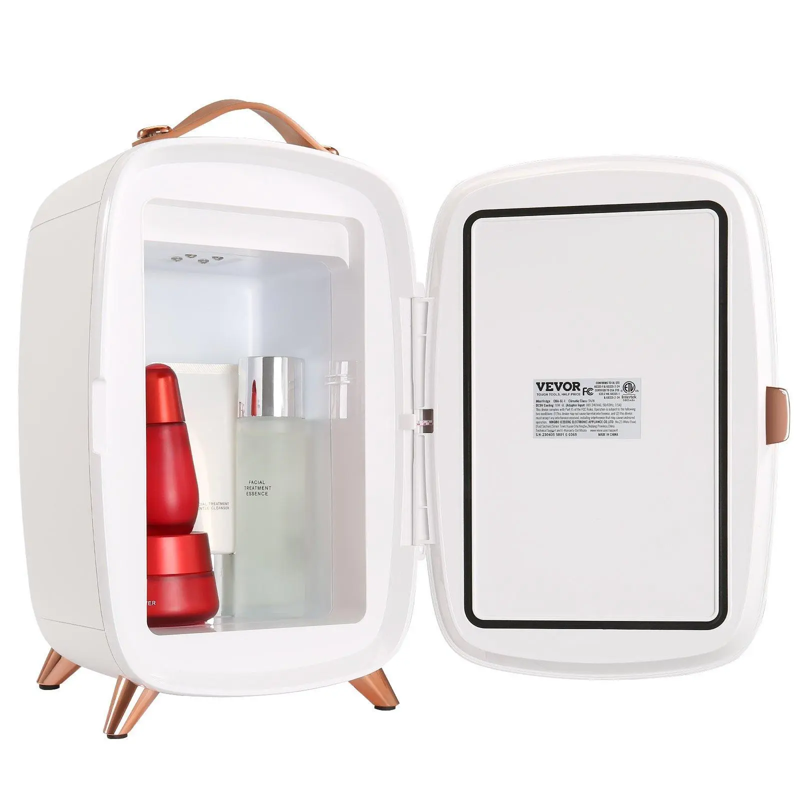 【Summerfinds】Vevor Mini Fridge for Bedroom, Luxury Skincare Fridges with Mirror and LED Light, AC/DC Cosmetic Fridge for Office Dorm Car, Small Makeup Refrigerator for Beauty Face Mask Beverage Chill