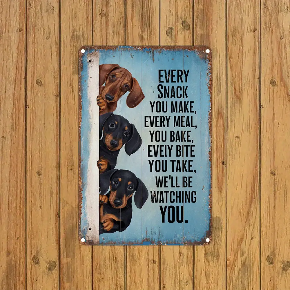 1pc Vintage Metal Tin Sign with Dachshund Design - Funny Retro Wall Decor, 12x8 Inch, Rustic Farmhouse Style, Perfect for Home, Porch, or Outdoor Decoration, Ideal Gift for Dog Lovers, Outdoor Wall Art |   Retro Wall Art |   Durable Metal S
