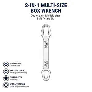Universal Adjustable Socket Wrench 8–22mm, 2-in-1 Multi-Size Box Spanner Tool, Self-Adjusting Grip Wrench for Rusted Nuts & Bolts, Automotive Repair, Car Maintenance, DIY Home Improvement, Heavy Duty Mechanic Tool, Garage & Workshop Essential