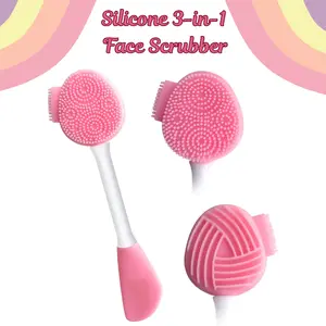Silicone 3-in-1 Face Scrubber: Manual Exfoliating Facial Cleansing Brush, Lip & Mask Applicator Tool