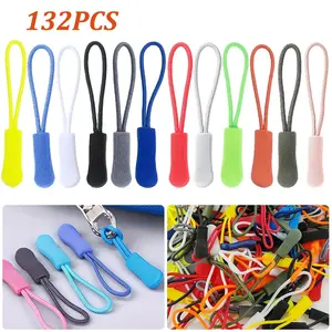 132 Pcs Nylon Cord Zipper Tag PVC Detachable Drawstring Strong Cord Fixer Zippers for Clothes, Backpacks, Travel Case Beauty & Personal Care