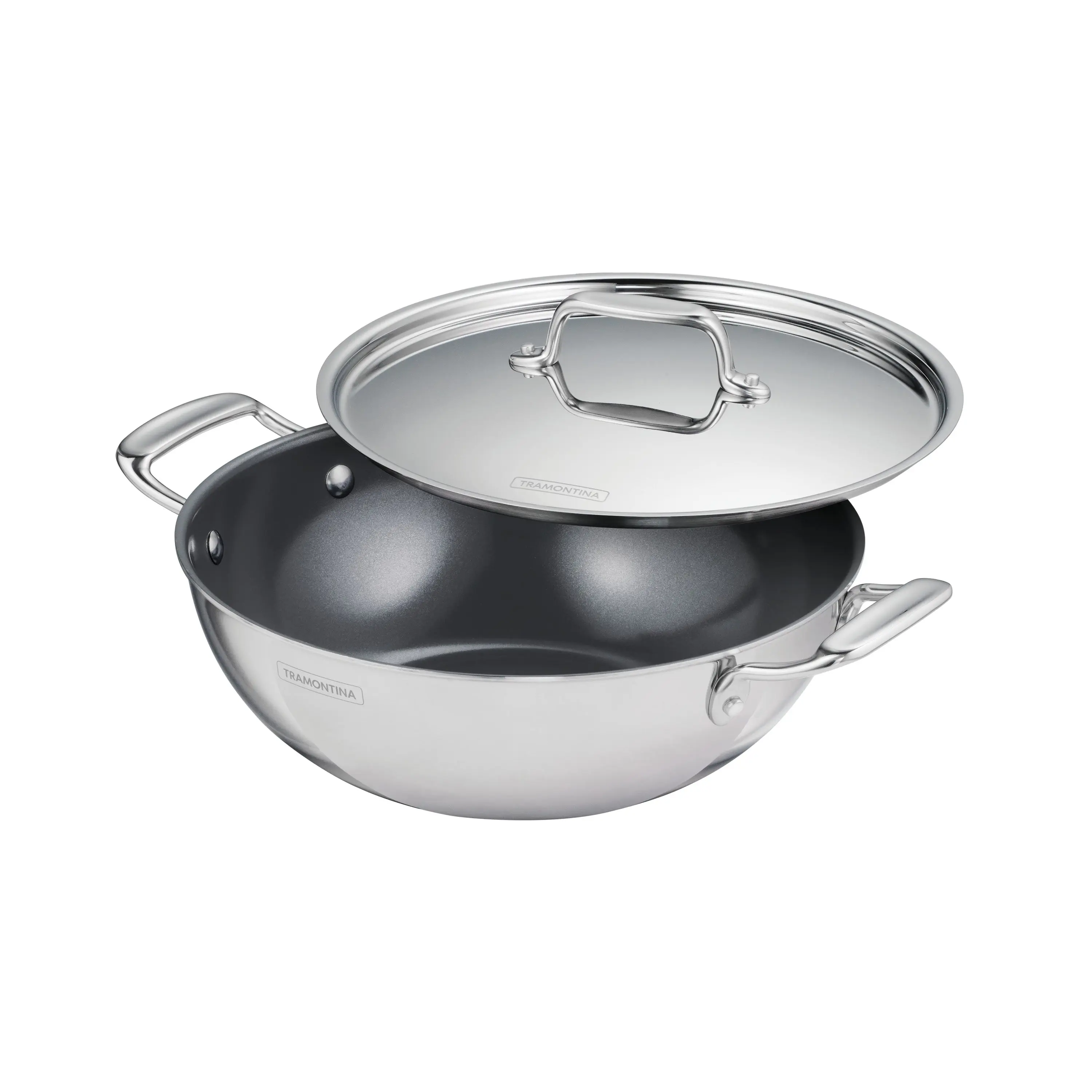 Utsava Tri-Ply Clad Covered Kadai with Ceramic Interior