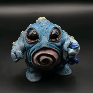 Handsculpted Terrifying Poliwrath Pokemon Sculpture Display Decor Handmade Art 3 Inches Tall Unique Resin Casting Ornaments