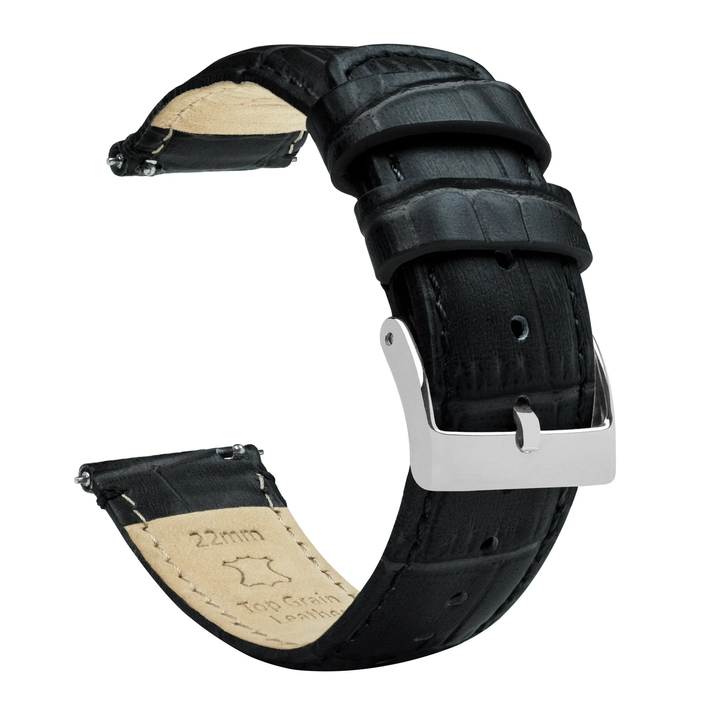 Black Alligator Grain Leather Watch Band - Oris Divers Sixty-Five 42mm (22mm)