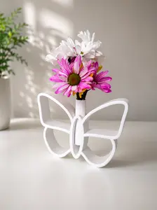 Minimalist Butterfly Flower Vase - Decorative Oddly Shaped Piece for Room Decor, Artificial Orchids and Dried Flowers