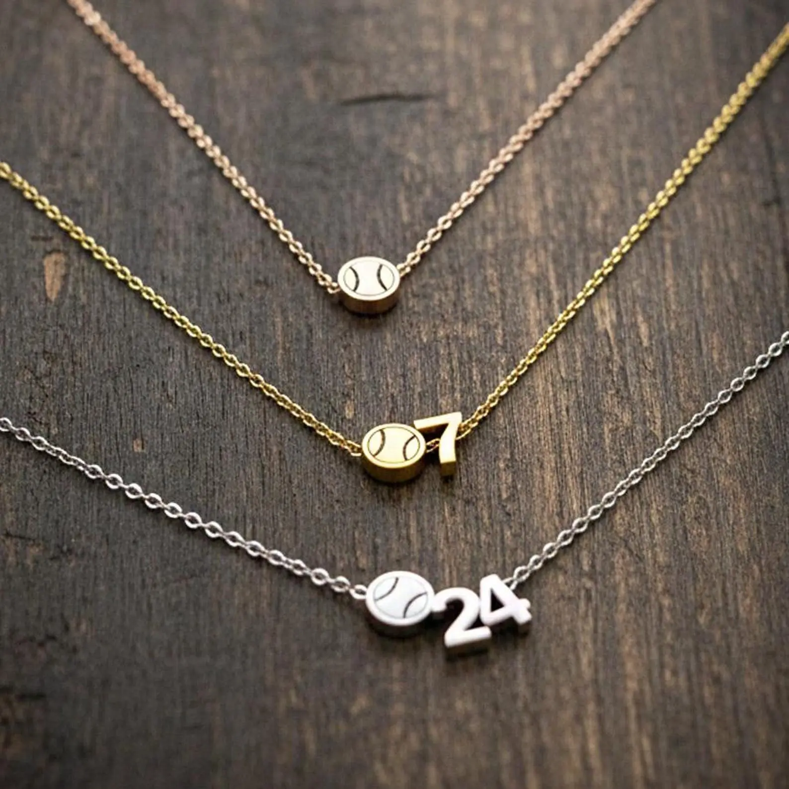 Minimalist Unisex Stainless Steel Softball Charm Necklace - Personalized Athlete Number, Softball Theme Chain Jewelry Necklaces, Team Gifts for Players