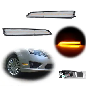 2pcs For Ford Fusion 2010 2011 2012 Clear Amber LED Front Bumper Side Marker Signal lamps Lights,Replace OEM  #FO2551145, FO2550145