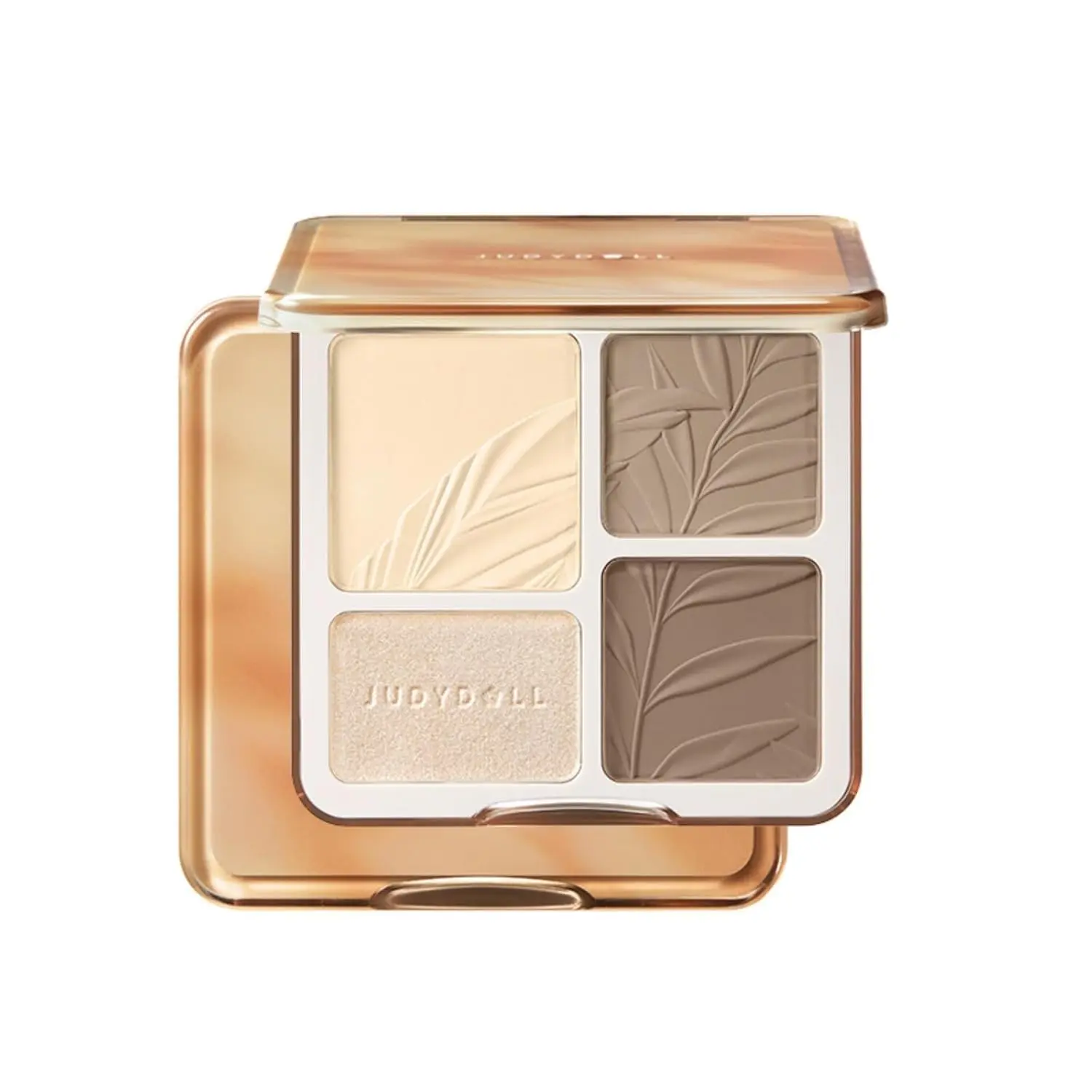 JUDYDOLL Highlight & Contour Palette, All-in-One Matte Highlighter Contour Compact,Blendable Face Makeup for Beginners, for Warm Skin Tone (02 Tree Shadow Palette)