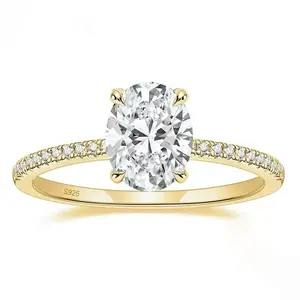 #28（Oval 3CT）925 Sterling Silver Synthetic Moissanite Ring