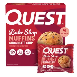Quest Bake Shop Protein Muffins, Chocolate Chip Flavor, 10g Protein, 4 Count