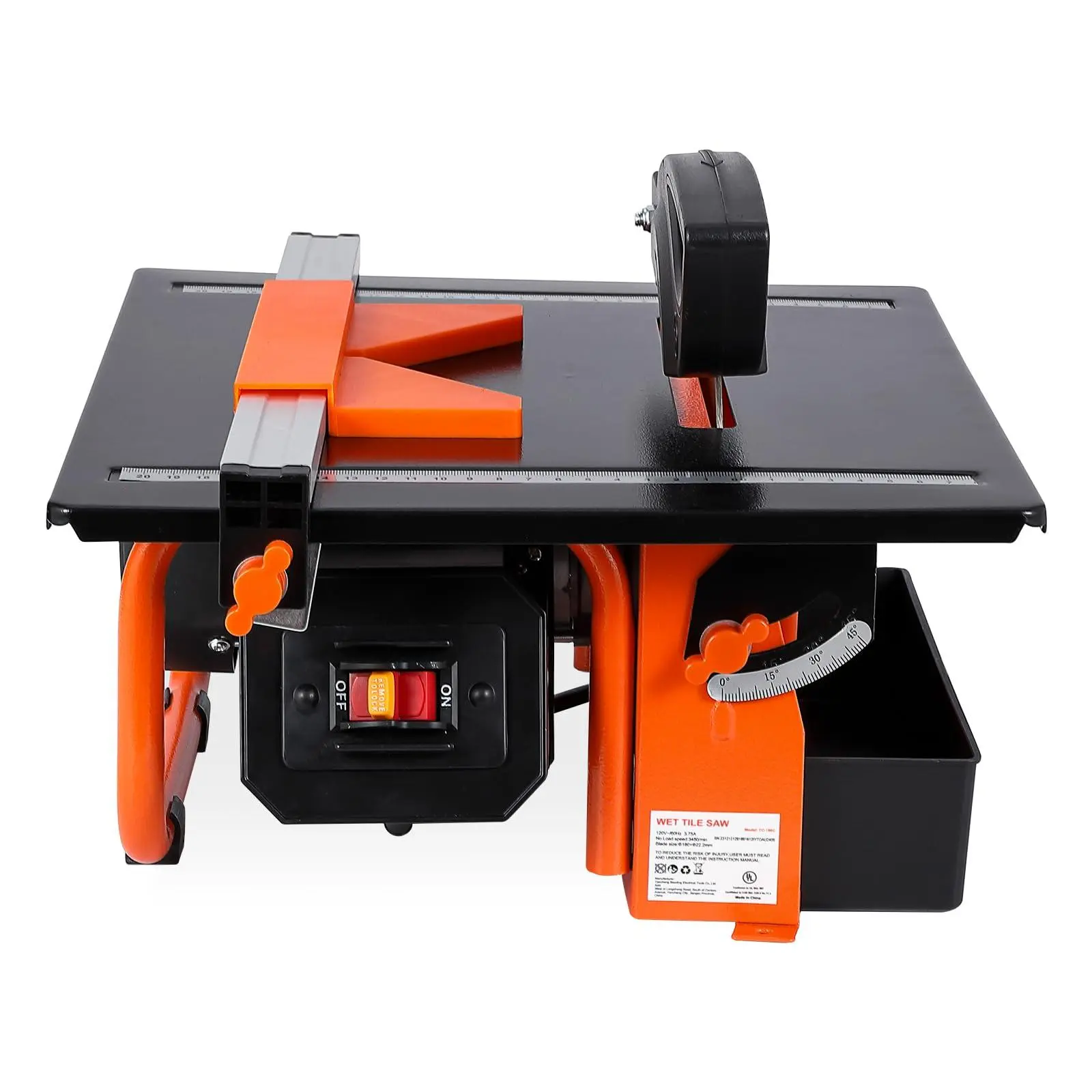 7 inch Wet Tile Saw, 3450 RPM, Bevel cuts tile from 0 to 45 Degrees, PeakPursuit Tile Cutter Wet Saw with Water Reservoir for Cutting Tiles and Stones, for DIY Enthusiasts