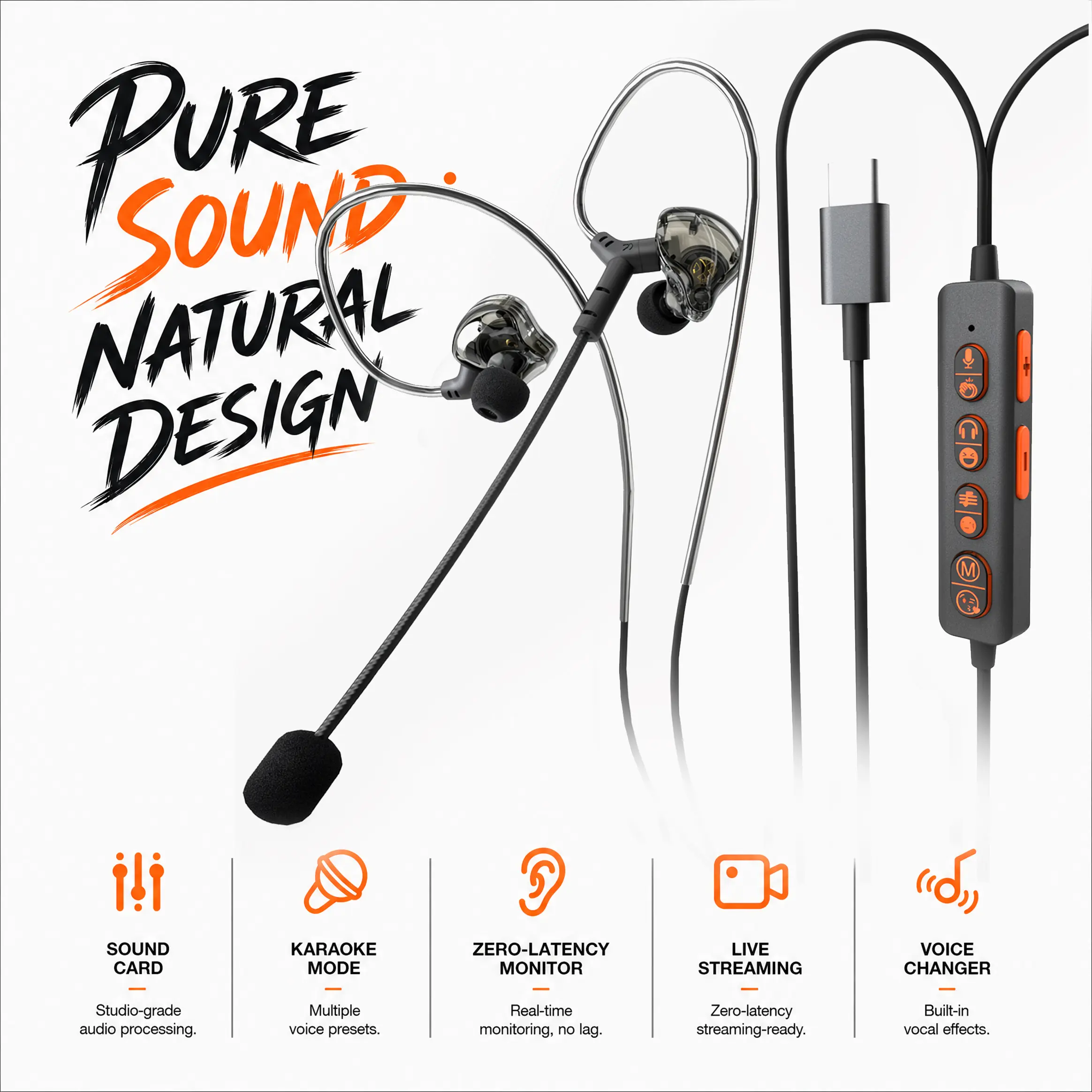 Mopchnic Wired In-Ear Headset - 1 Pair Unisex Adult Electronic Audio Plug, AI Noise-Canceling Microphone, USB Adapter Included, Compatible with Computers & Devices for Business Use, Adults