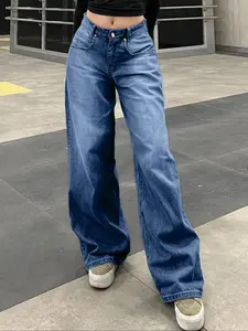 Mid Rise Relaxed Jeans, Light Blue Denim, Comfortable and Fashionable, Perfect for Daily Wear, Casual, All Seasons