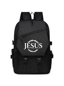 Large Capacity Jesus Print Laptop Compartment Backpack, Holds Computer Files Daily Essentials, Fashionable Durable Commuter Bag, Christian Faith Design