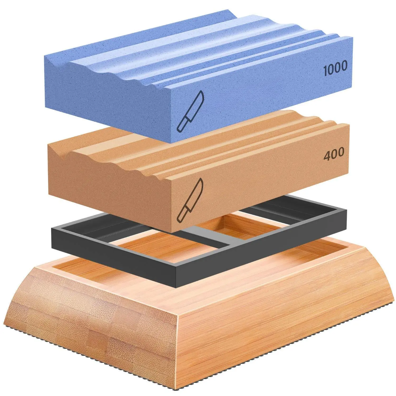 Sharpening Stones For Wood Carving Tools-two Whetstones Grit 400 & 1000 Gouge Sharpener- Waterstone System Chisels With Non-slip Base