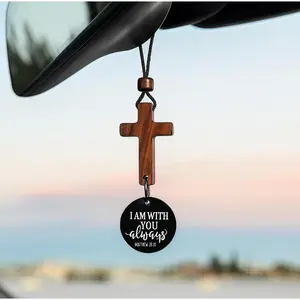 Christian Bible Verse Car Rearview Cross Car Hanger Ornament, Daily Encouragement Accessory for Faithful Drivers, Religious Aesthetic Vehicle Decor