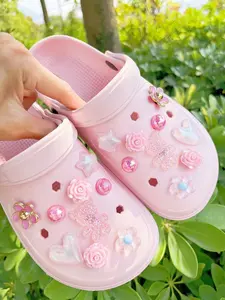 18 Piece Bear Rose Heart Flower Star DIY Detachable Decoration Accessories, Shoe Charms for Sandals Flip Flops Garden Shoes Beach Shoes Bling Shoe Charms