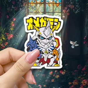 Digimon Chibi Omnimon Sticker for Laptops, Cars, Suitcases, Bumpers, Refrigerators, Windows, Toolboxes, Motorcycles, Durable, Easy to Apply, Weather-Resistant