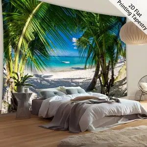 1pc - Extra Large Size - Serene Summer Beach Plant - HD Digital Print Giant Tapestry - Polyester Fiber - Home Decor - No Installation Required tiktokshopspringglowup